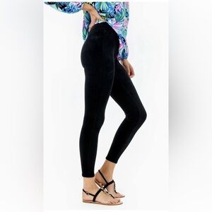 Lilly Pulitzer Myria Velour Leggings Onyx Black Size XXL NWT